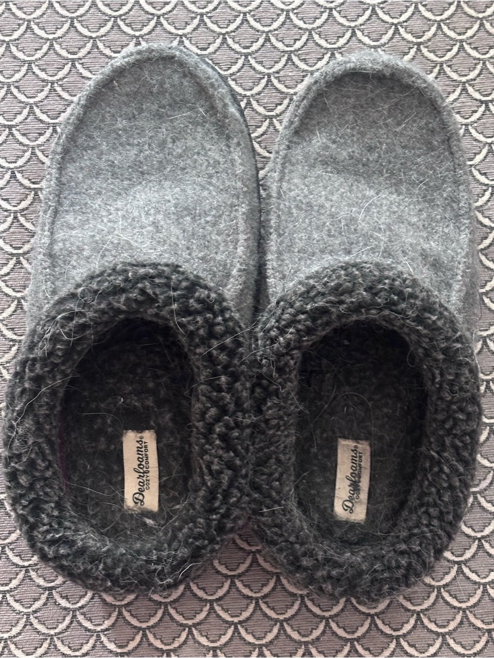 Dearfoams Men's Cozy Comfort Colorado Scuff Slippers Gray Felt Size 9-10